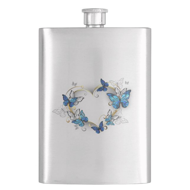 Jewelry Heart med Butterflies Morpho Fickplunta (Framsidan)