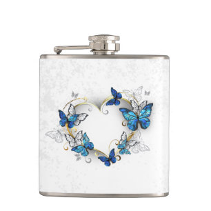 Jewelry Heart med Butterflies Morpho Fickplunta