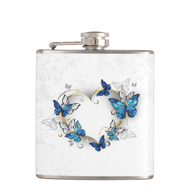 Jewelry Heart med Butterflies Morpho Fickplunta (Framsidan)
