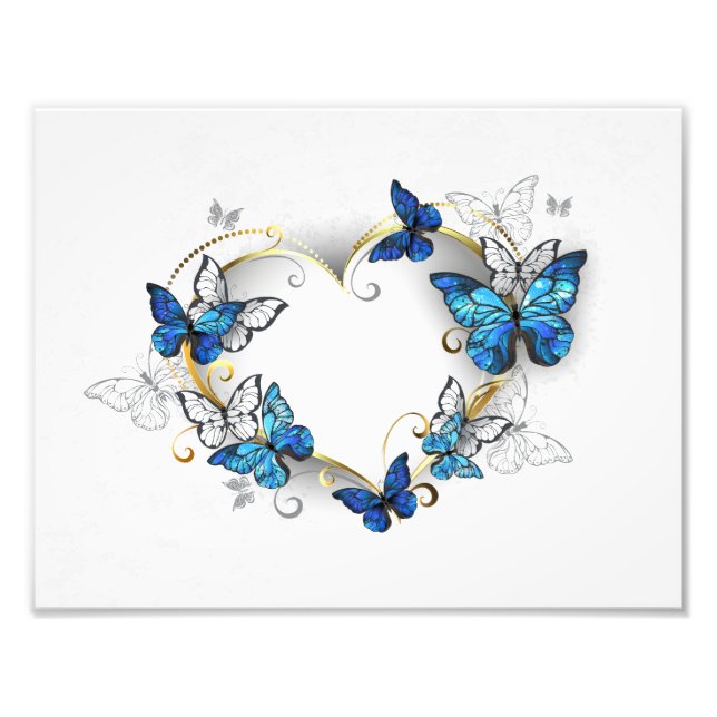 Jewelry Heart med Butterflies Morpho Fototryck (Framsidan)