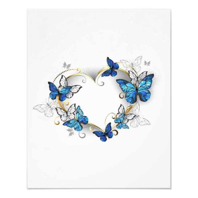 Jewelry Heart med Butterflies Morpho Fototryck (Framsidan)