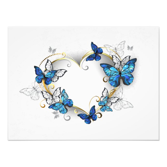 Jewelry Heart med Butterflies Morpho Fototryck (Framsidan)