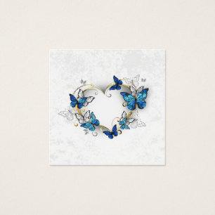 Jewelry Heart med Butterflies Morpho Fyrkantigt Visitkort
