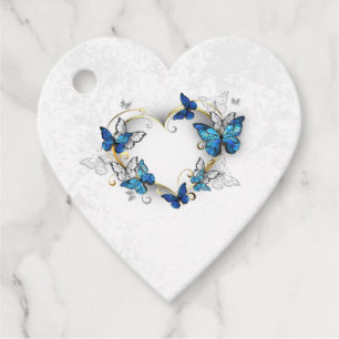 Jewelry Heart med Butterflies Morpho Gåvor Etiketter