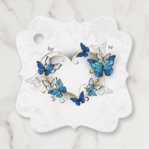 Jewelry Heart med Butterflies Morpho Gåvor Etiketter