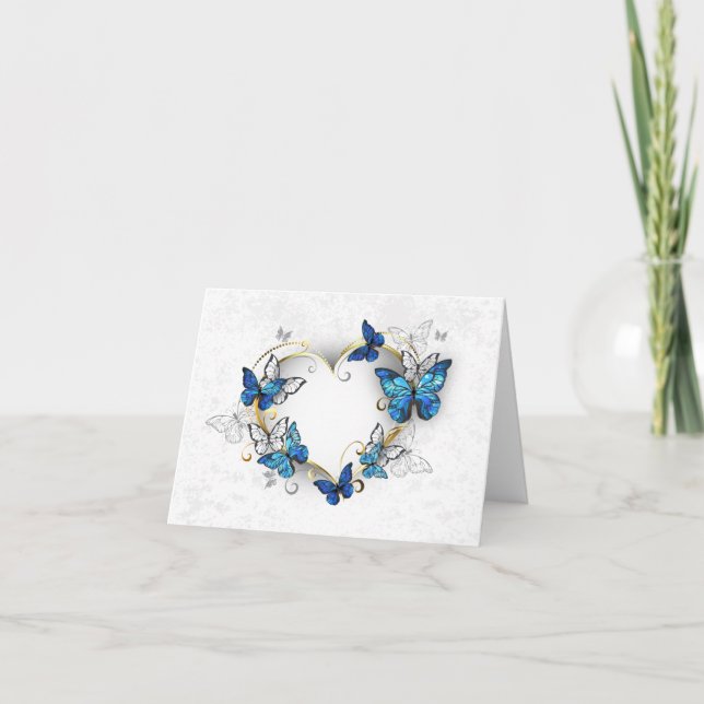 Jewelry Heart med Butterflies Morpho Helgkort (Framsida)