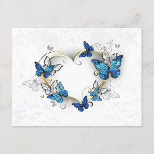 Jewelry Heart med Butterflies Morpho Inbjudan Vykort
