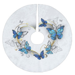 Jewelry Heart med Butterflies Morpho Julgransmatta Borstad Polyester