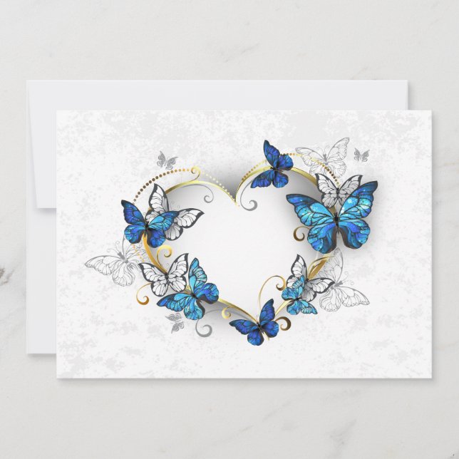 Jewelry Heart med Butterflies Morpho Julkort (Framsida)