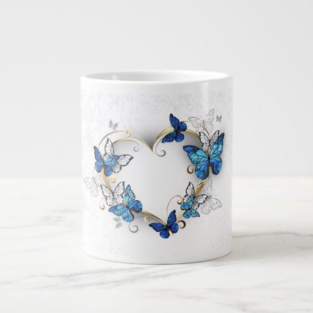 Jewelry Heart med Butterflies Morpho Jumbo Mugg (Framsidan)