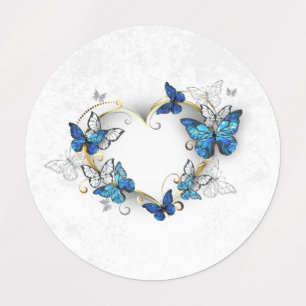 Jewelry Heart med Butterflies Morpho Klistermärke