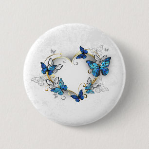 Jewelry Heart med Butterflies Morpho Knapp