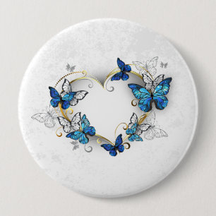 Jewelry Heart med Butterflies Morpho Knapp