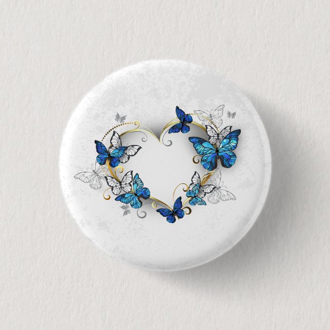 Jewelry Heart med Butterflies Morpho Knapp (Framsida)