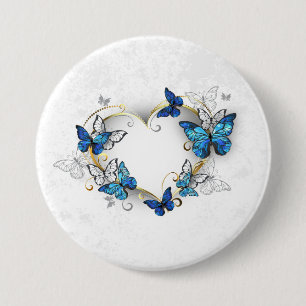 Jewelry Heart med Butterflies Morpho Knapp