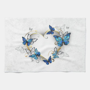 Jewelry Heart med Butterflies Morpho Kökshandduk