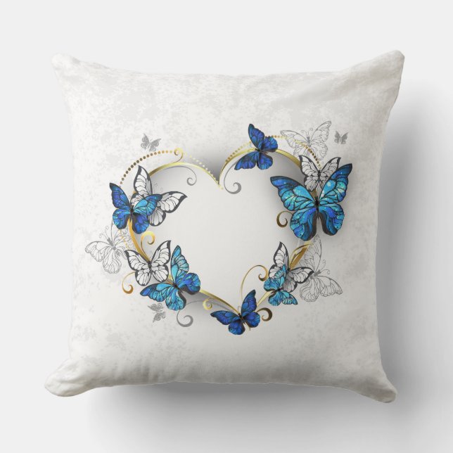 Jewelry Heart med Butterflies Morpho Kudde (Framsida)