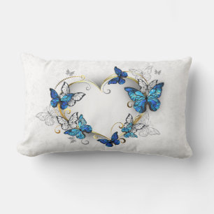 Jewelry Heart med Butterflies Morpho Lumbarkudde