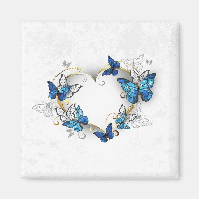 Jewelry Heart med Butterflies Morpho Magnet (Framsidan)