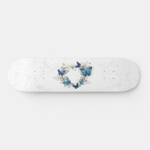 Jewelry Heart med Butterflies Morpho Mini Skateboard Bräda 18,5 Cm