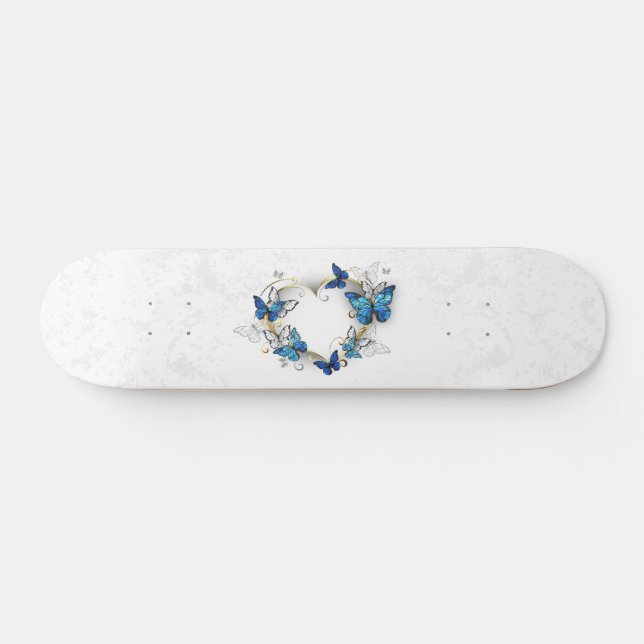 Jewelry Heart med Butterflies Morpho Mini Skateboard Bräda 18,5 Cm (Horz)