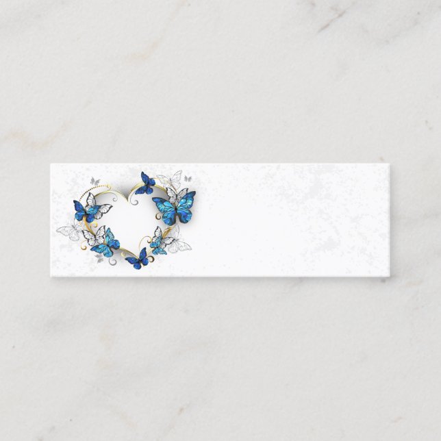 Jewelry Heart med Butterflies Morpho Mini Visitkort (Framsida)