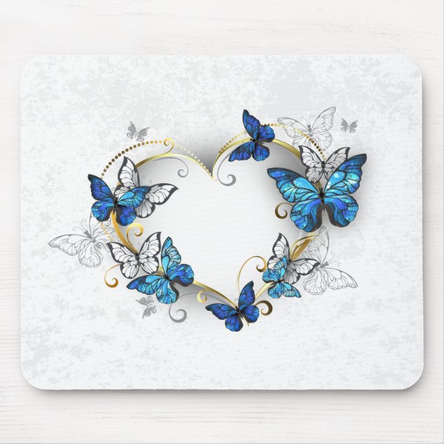 Jewelry Heart med Butterflies Morpho Musmatta (Framsidan)