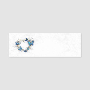 Jewelry Heart med Butterflies Morpho Namnbricka