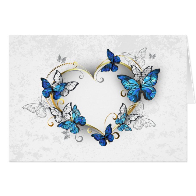 Jewelry Heart med Butterflies Morpho OBS Kort (Framsidan Horizontal)