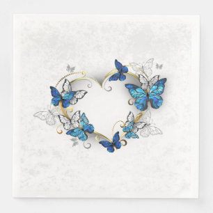 Jewelry Heart med Butterflies Morpho Pappersservett