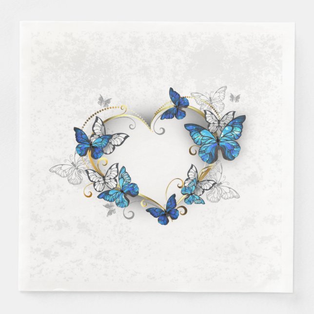 Jewelry Heart med Butterflies Morpho Pappersservett (Framsida)