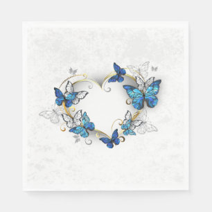 Jewelry Heart med Butterflies Morpho Pappersservett