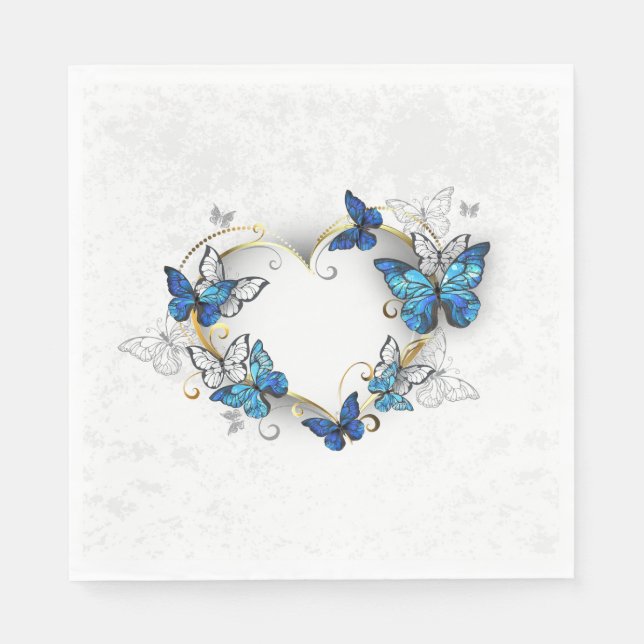 Jewelry Heart med Butterflies Morpho Pappersservett (Framsidan)