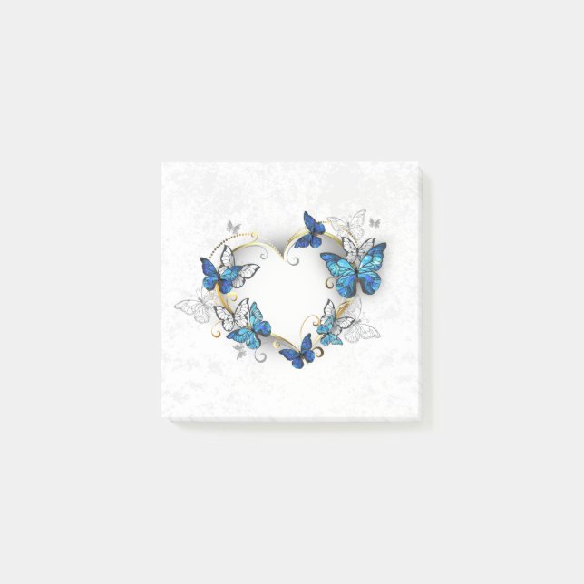 Jewelry Heart med Butterflies Morpho Post-it Block (Framsida)