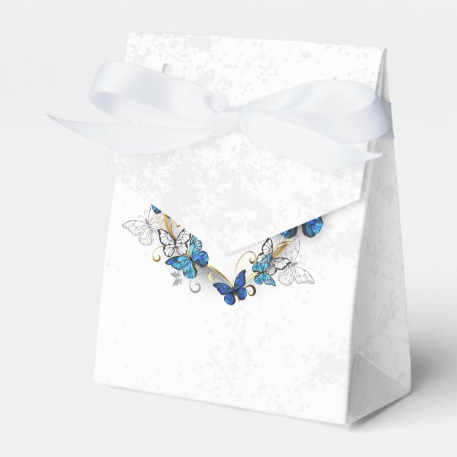 Jewelry Heart med Butterflies Morpho Presentaskar (Framsidan Sidan)