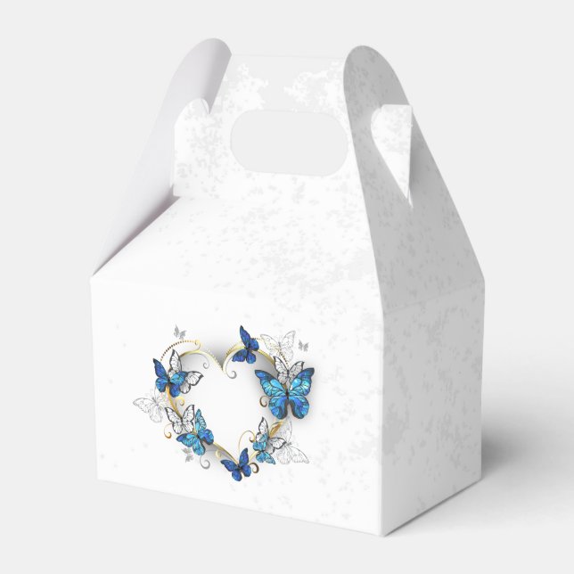Jewelry Heart med Butterflies Morpho Presentaskar (Framsidan Sidan)