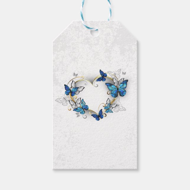 Jewelry Heart med Butterflies Morpho Presentetikett (Framsidan)