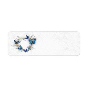 Jewelry Heart med Butterflies Morpho Returadress Etikett