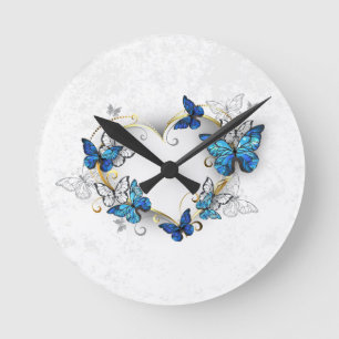 Jewelry Heart med Butterflies Morpho Rund Klocka