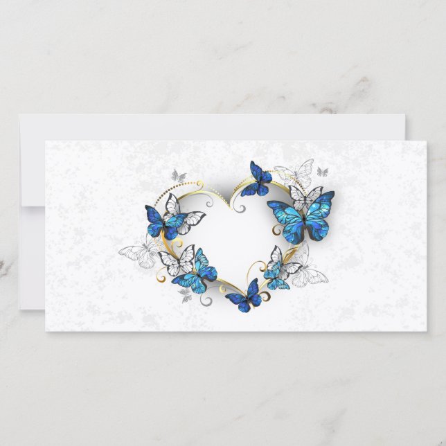Jewelry Heart med Butterflies Morpho Spara Datumet (Framsida)