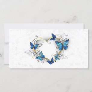 Jewelry Heart med Butterflies Morpho Spara Datumet