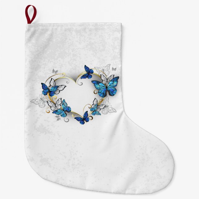 Jewelry Heart med Butterflies Morpho Stor Julstrumpa (Framsidan)