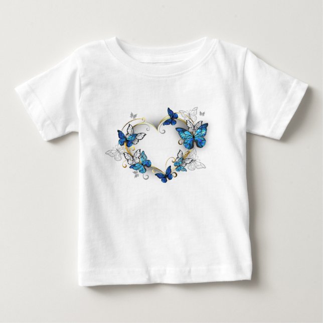 Jewelry Heart med Butterflies Morpho T Shirt (Framsida)