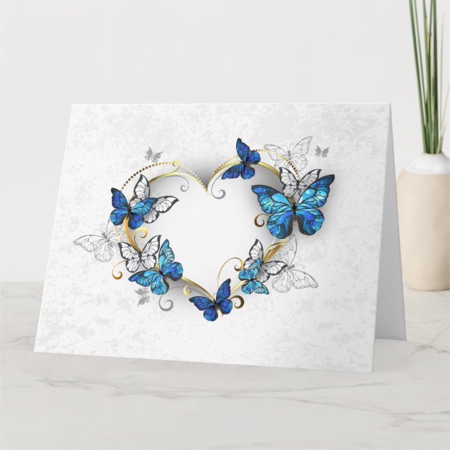 Jewelry Heart med Butterflies Morpho Tack Kort (Framsida)