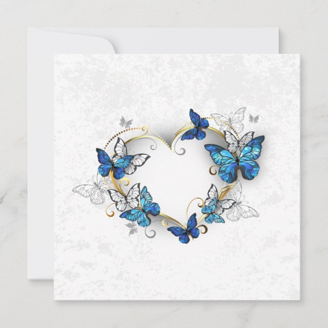 Jewelry Heart med Butterflies Morpho Tack Kort (Framsida)