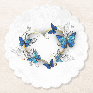 Jewelry Heart med Butterflies Morpho Underlägg Papper