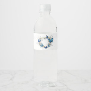 Jewelry Heart med Butterflies Morpho Vattenflaska Etikett