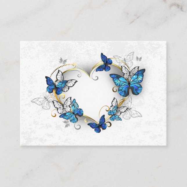 Jewelry Heart med Butterflies Morpho Visitkort (Framsida)