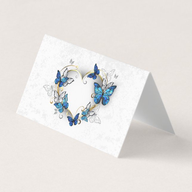 Jewelry Heart med Butterflies Morpho Visitkort (Framsida)