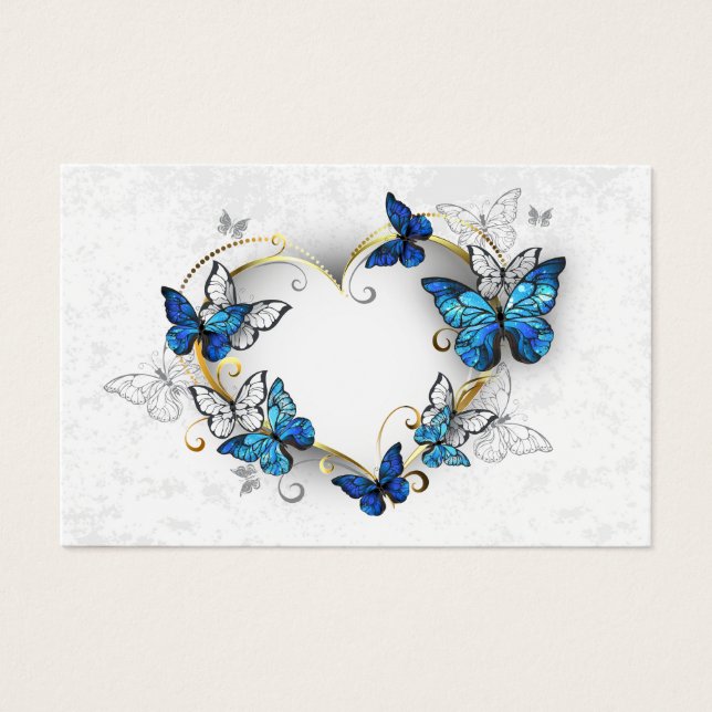 Jewelry Heart med Butterflies Morpho Visitkort (Framsida)